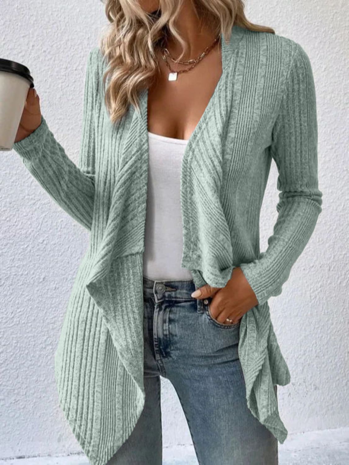 Full Size Open Front Cardigan in 3 Colors