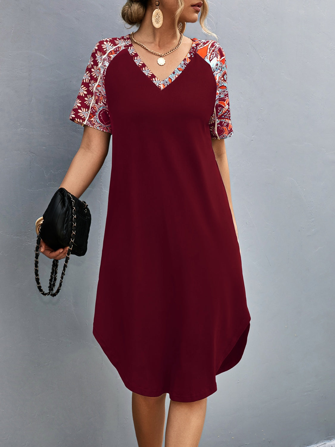 V-Neck Short Sleeve Dress