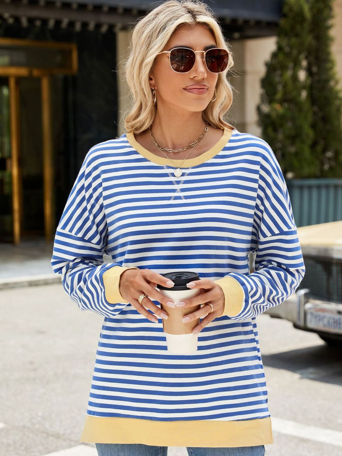 Slit Striped Sweatshirt in 8 Colors