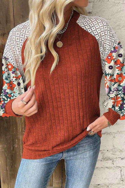 Floral Lace Long Sleeve Top in 4 Colors