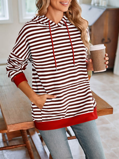 Drawstring Striped Hoodie in 6 Colors