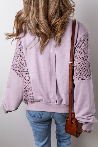 Crochet Long Sleeve Sweatshirt in 2 Colors