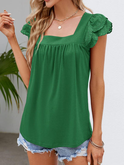 Ruffled Square Neck Top in 6 Colors - Olive Ave