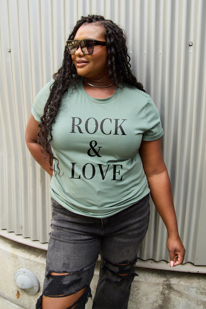 Full Size ROCK ＆ LOVE T-Shirt in 3 Colors