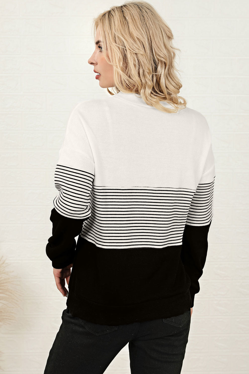 Striped Color Block Knit Top