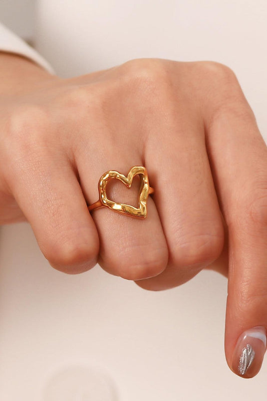 18K Gold Plated Heart-Shaped Ring - Olive Ave