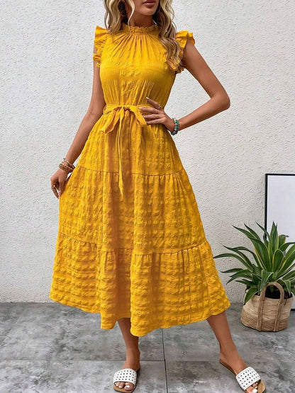 Tied Ruffled Midi Dress in 7 Colors