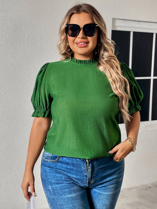 Plus Size Flounce Sleeve Blouse