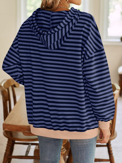 Drawstring Striped Hoodie in 6 Colors