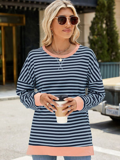 Slit Striped Sweatshirt in 8 Colors