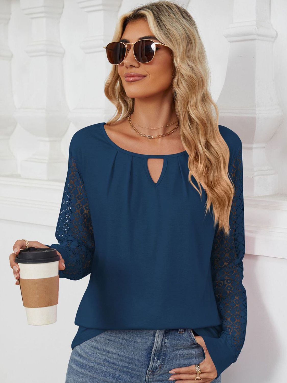 Cutout Long Sleeve Top in 6 Colors