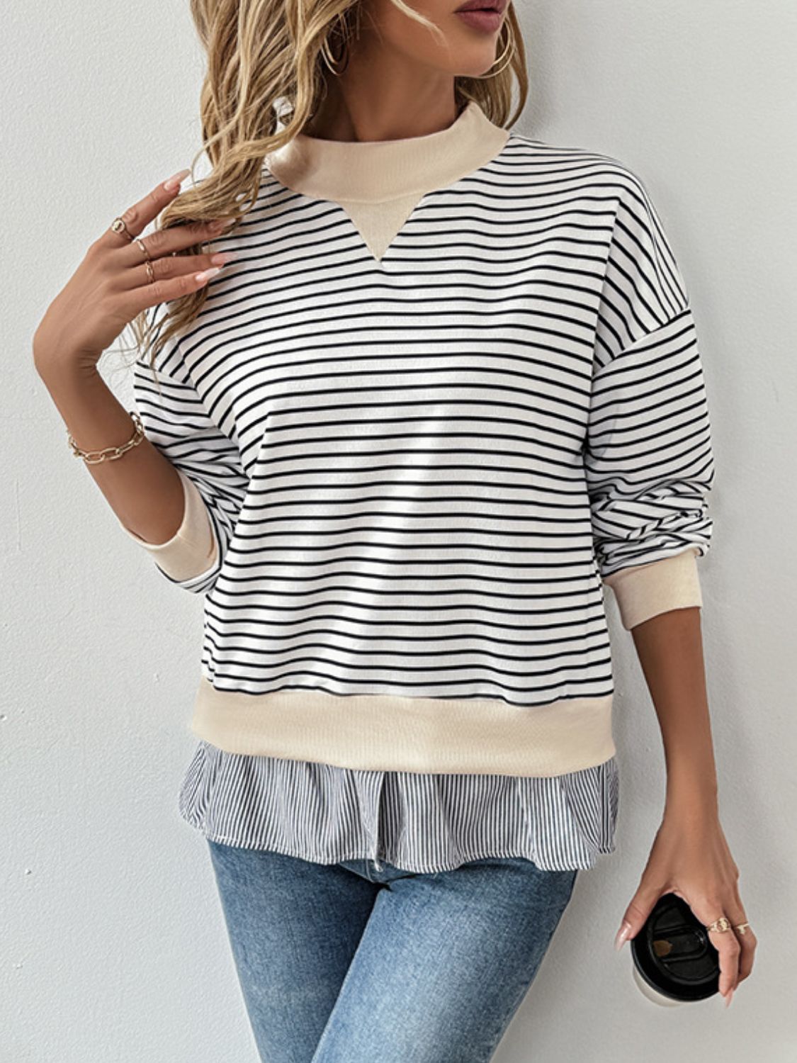 Striped Layered Sweatshirt