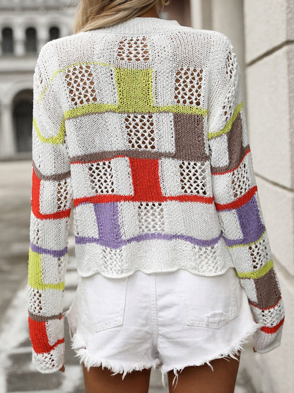 Openwork Color Block Sweater in 4 Colors