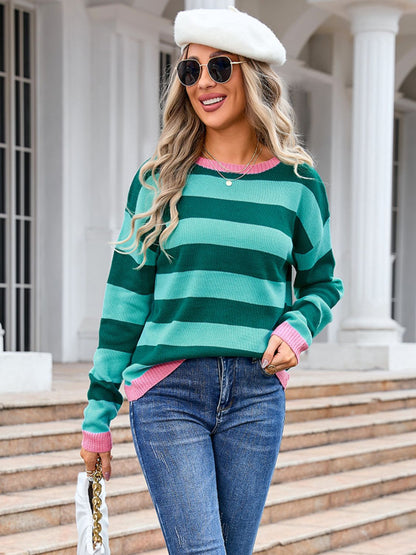 Striped Dropped Shoulder Sweater in 5 Colors