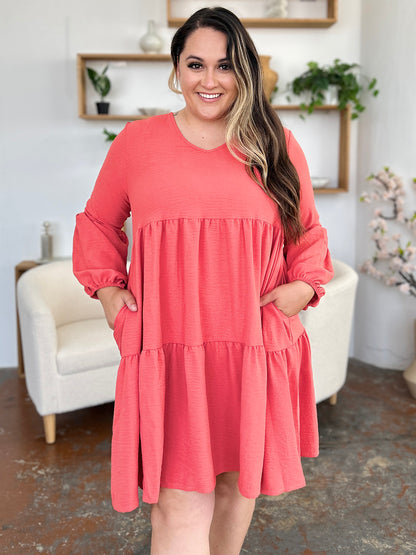 Full Size Tiered Dress with Pockets in 5 Colors