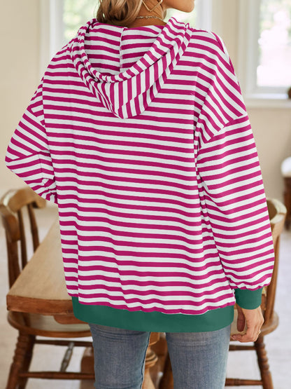 Drawstring Striped Hoodie in 6 Colors