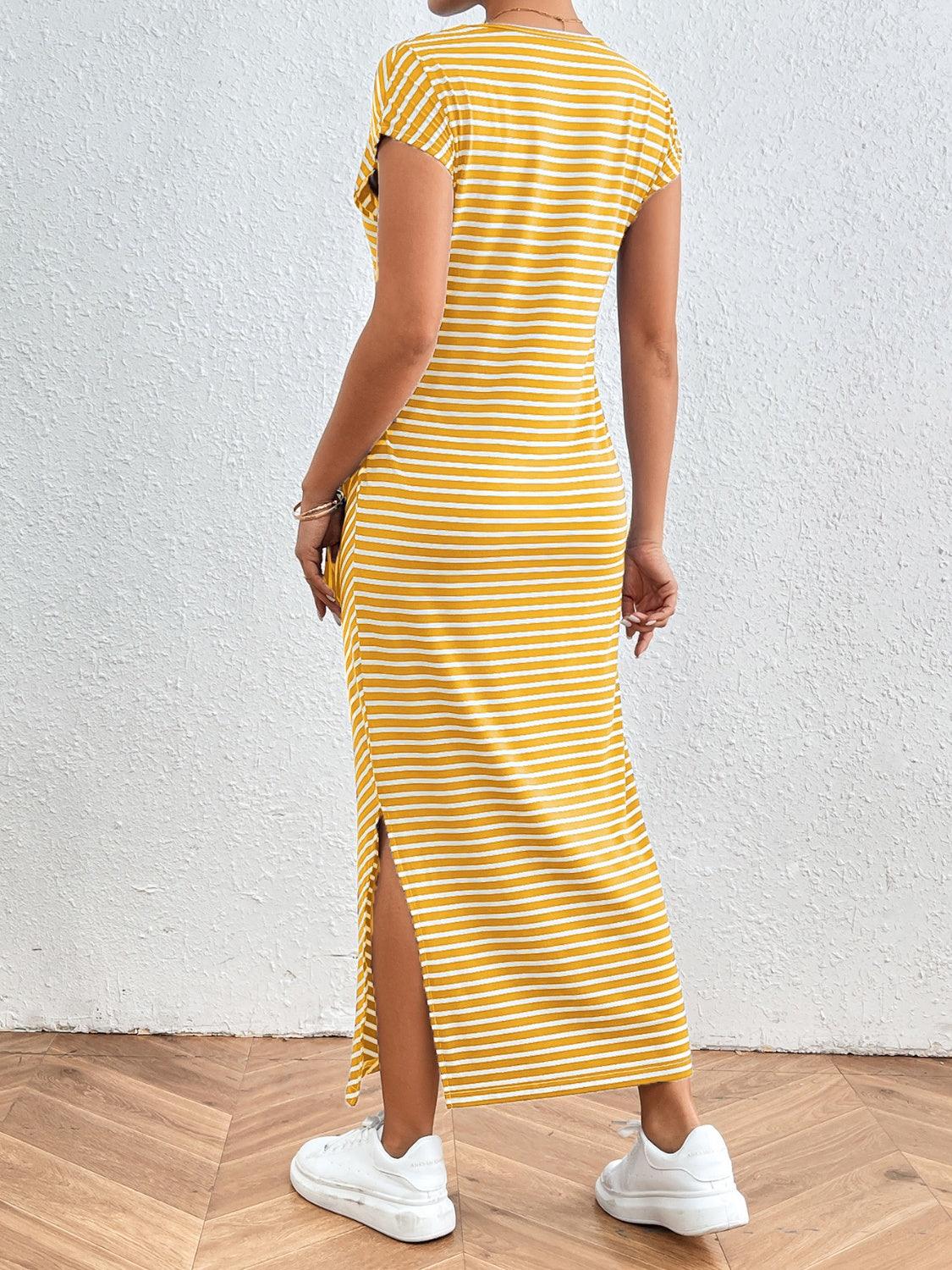 Tied Striped Tee Dress in 6 Colors - Olive Ave