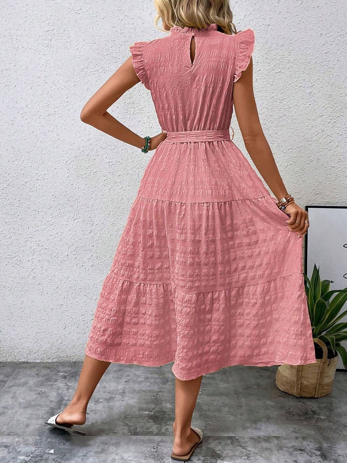 Tied Ruffled Midi Dress in 7 Colors