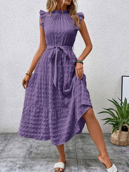 Tied Ruffled Midi Dress in 7 Colors