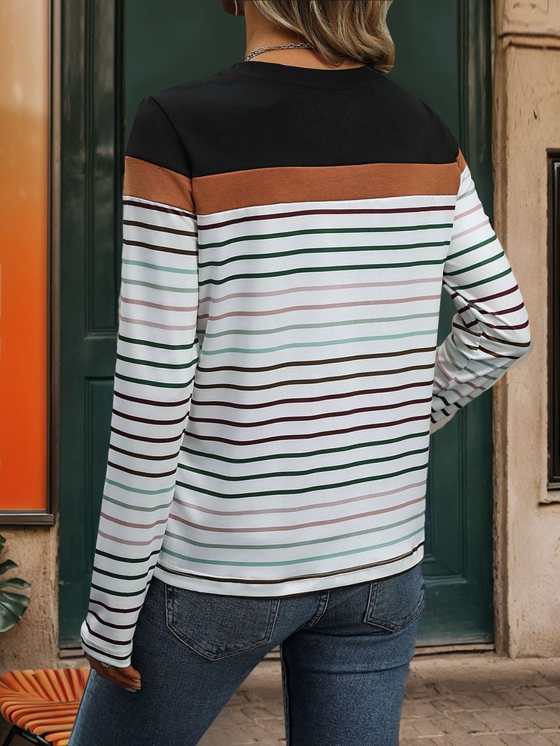 Striped Long Sleeve Top - Olive Ave