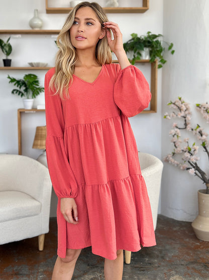 Full Size Tiered Dress with Pockets in 5 Colors