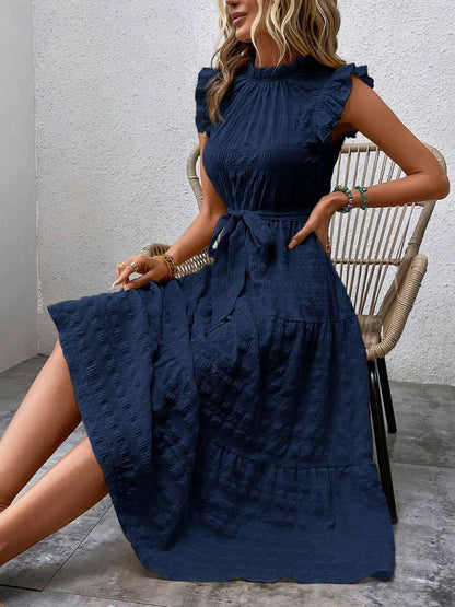 Tied Ruffled Midi Dress in 7 Colors