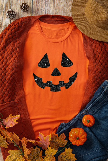 Full Size Glitter Pumpkin T-Shirt