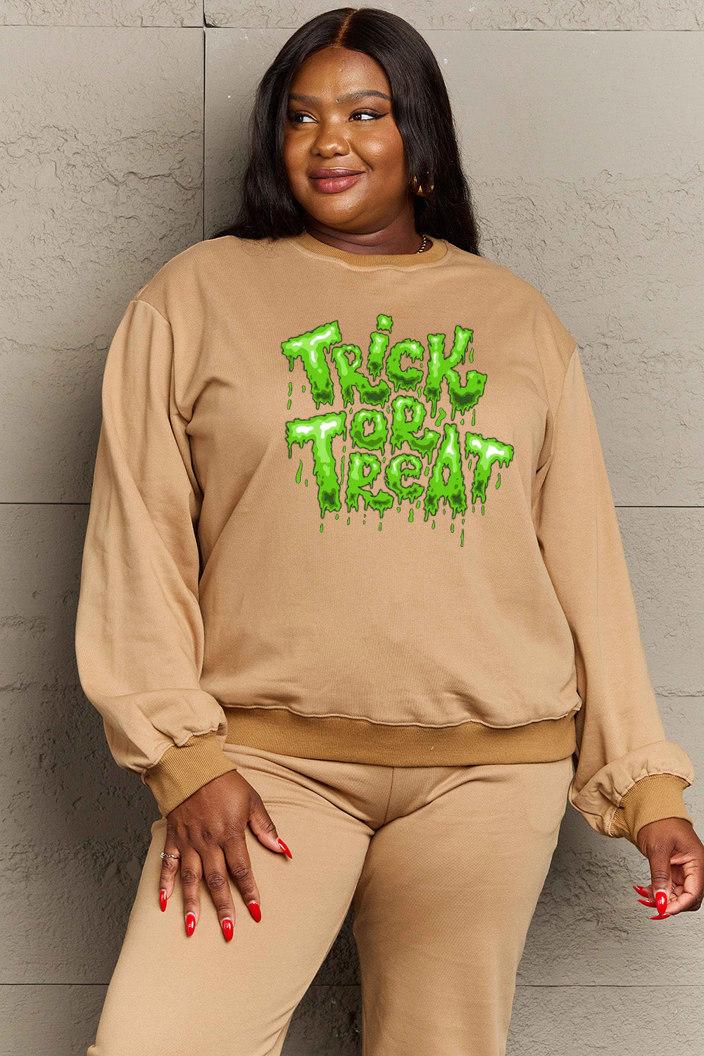 Full Size TRICK OR TREAT Graphic Sweatshirt in 6 Colors