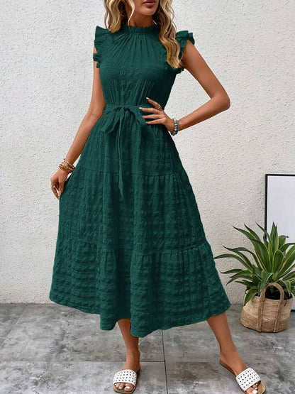 Tied Ruffled Midi Dress in 7 Colors