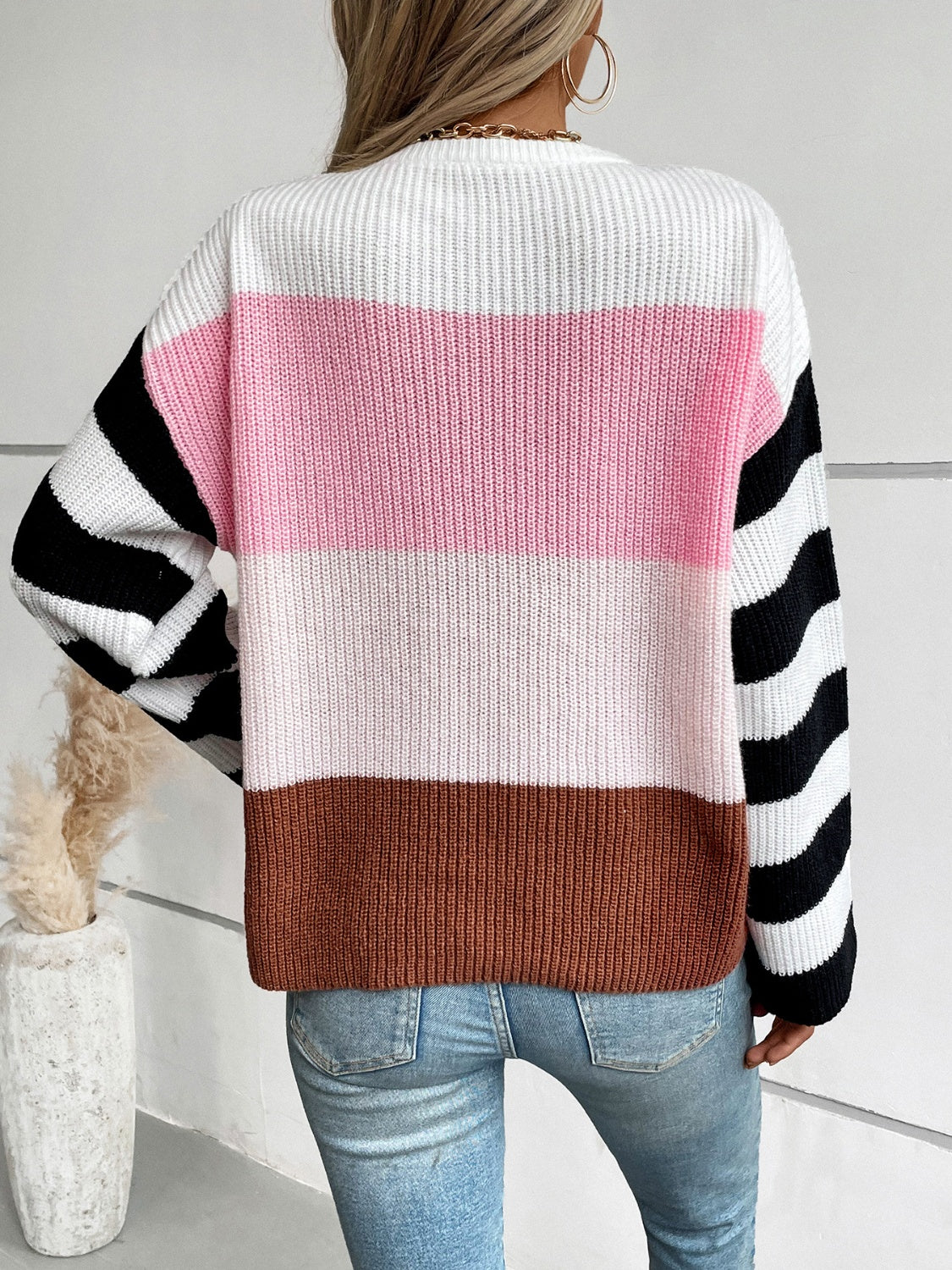 Color Block Striped Sweater in 2 Colors