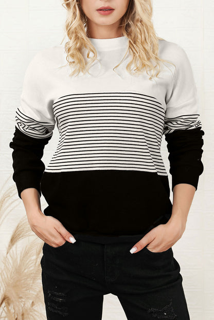 Striped Color Block Knit Top