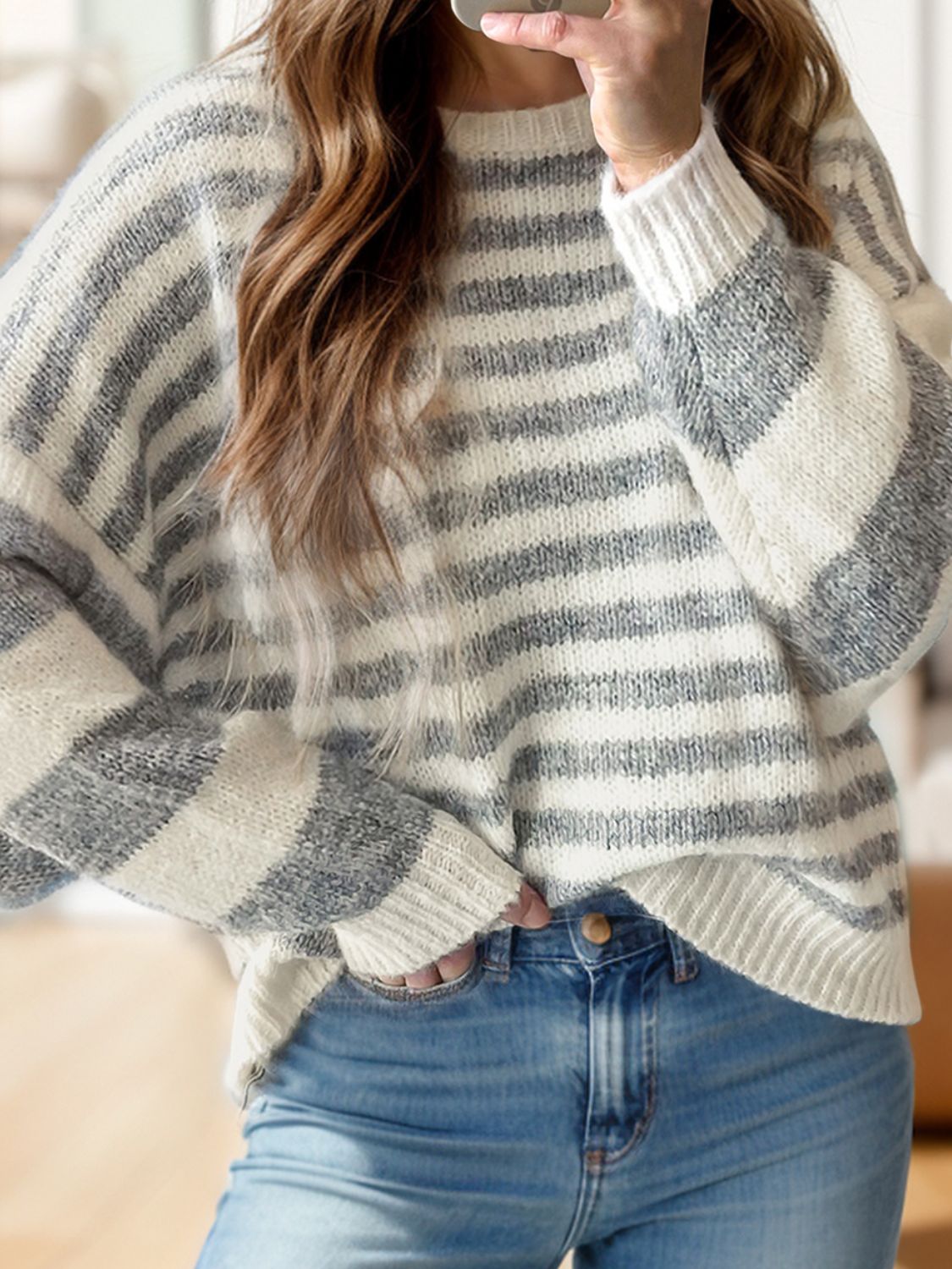 Gray Striped Sweater - Olive Ave