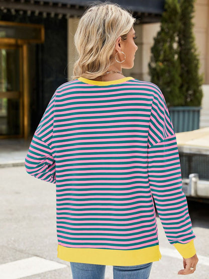 Slit Striped Sweatshirt in 8 Colors