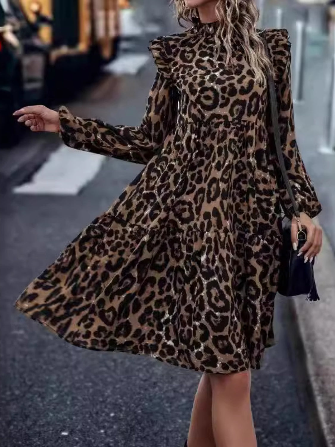 Ruffled Leopard Dress