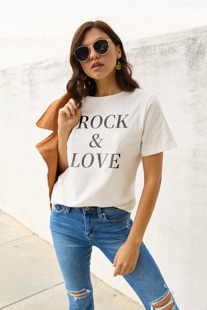 Full Size ROCK ＆ LOVE T-Shirt in 3 Colors