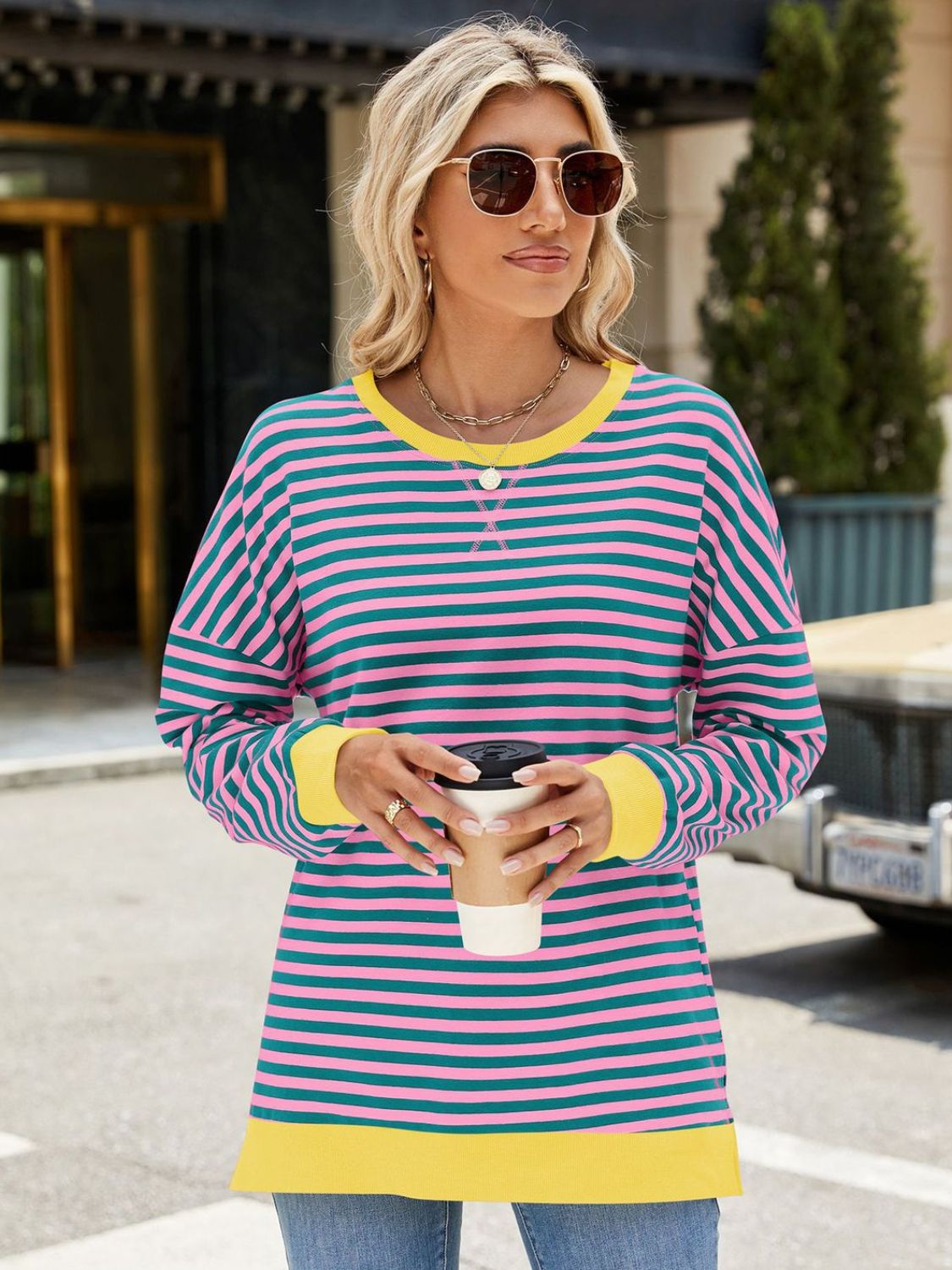 Slit Striped Sweatshirt in 8 Colors