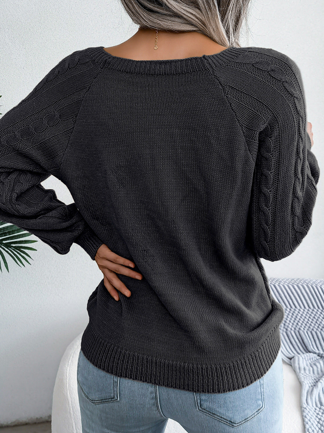 Button Cable-Knit Sweater in 5 Colors