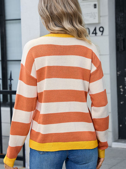 Striped Dropped Shoulder Sweater in 5 Colors