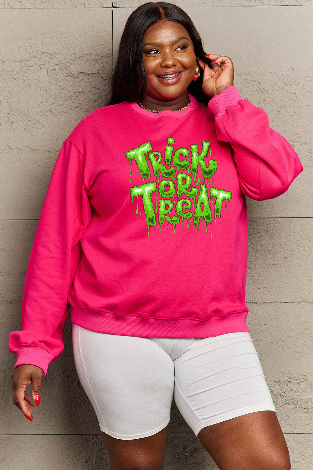 Full Size TRICK OR TREAT Graphic Sweatshirt in 6 Colors