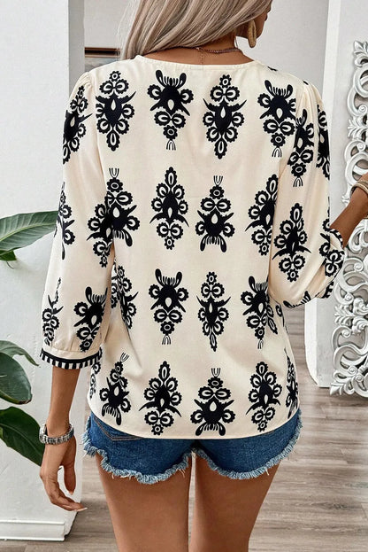 Printed V-Neck Blouse in 3 Colors