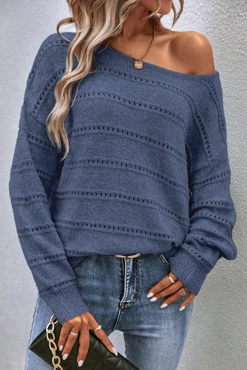 Boat Neck Dropped Shoulder Sweater in 3 Colors