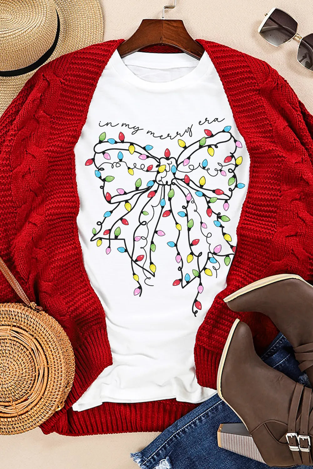 Full Size Christmas Bow T-Shirt