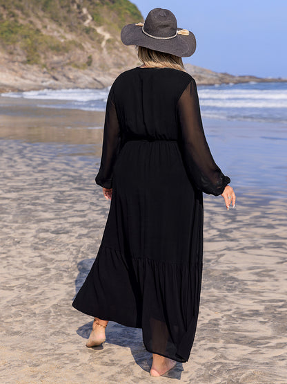 Plus Size Embroidered Long Sleeve Dress