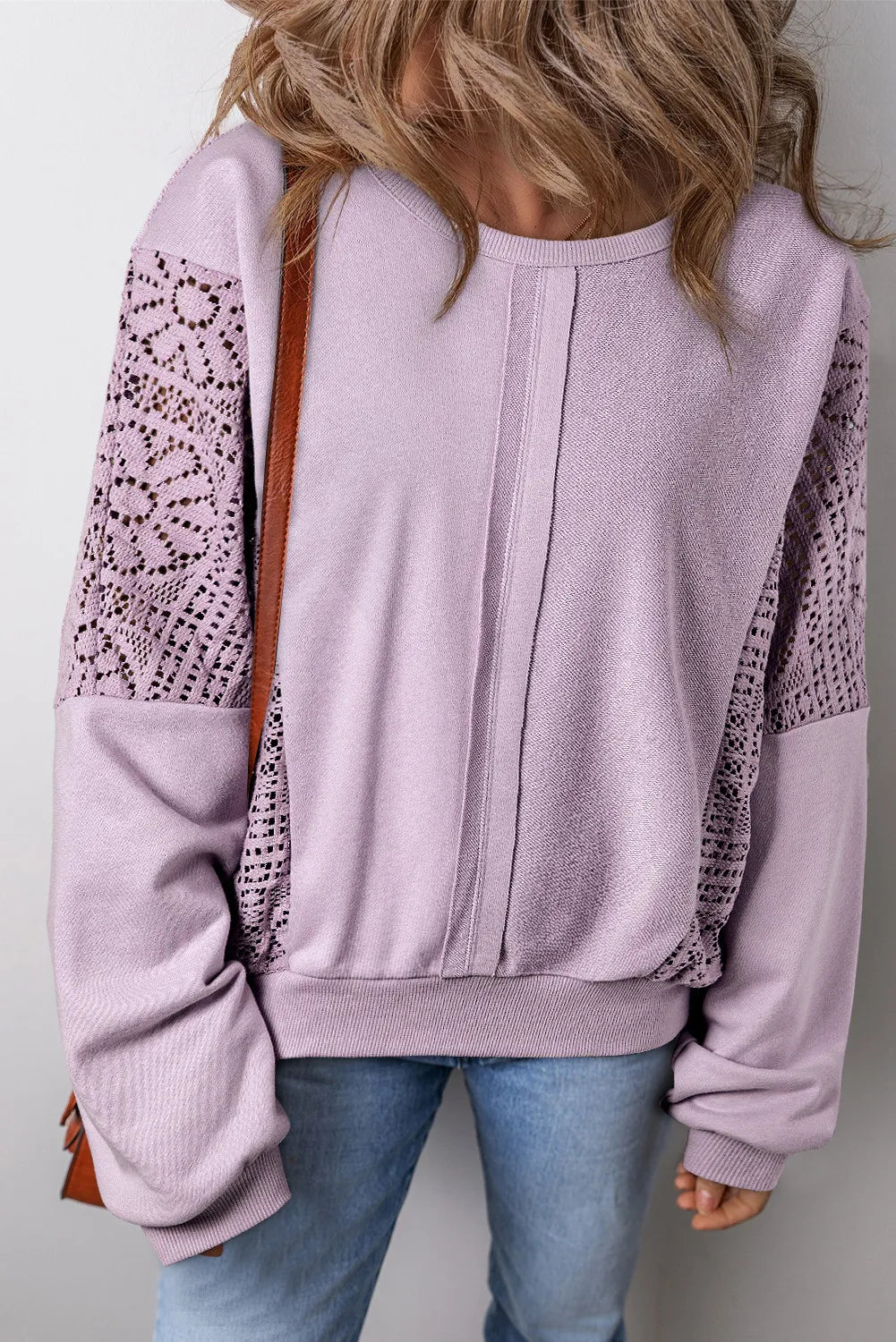 Openwork Long Sleeve Sweatshirt