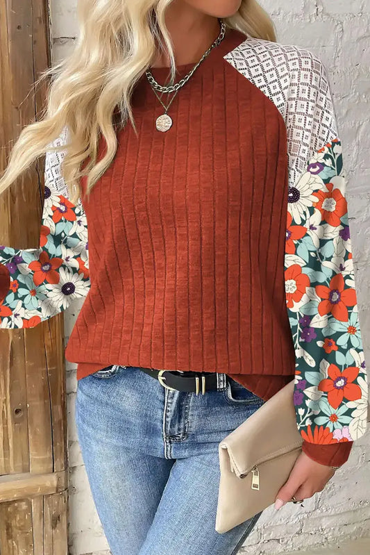 Floral Lace Long Sleeve Top in 4 Colors