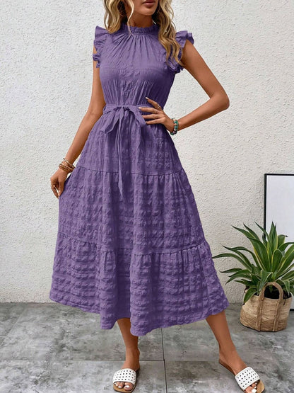 Tied Ruffled Midi Dress in 7 Colors