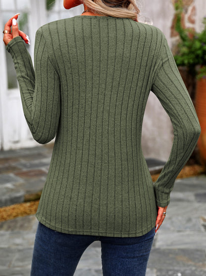 Decorative Button Long Sleeve Top in 8 Colors