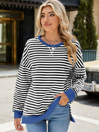 Slit Striped Sweatshirt in 8 Colors