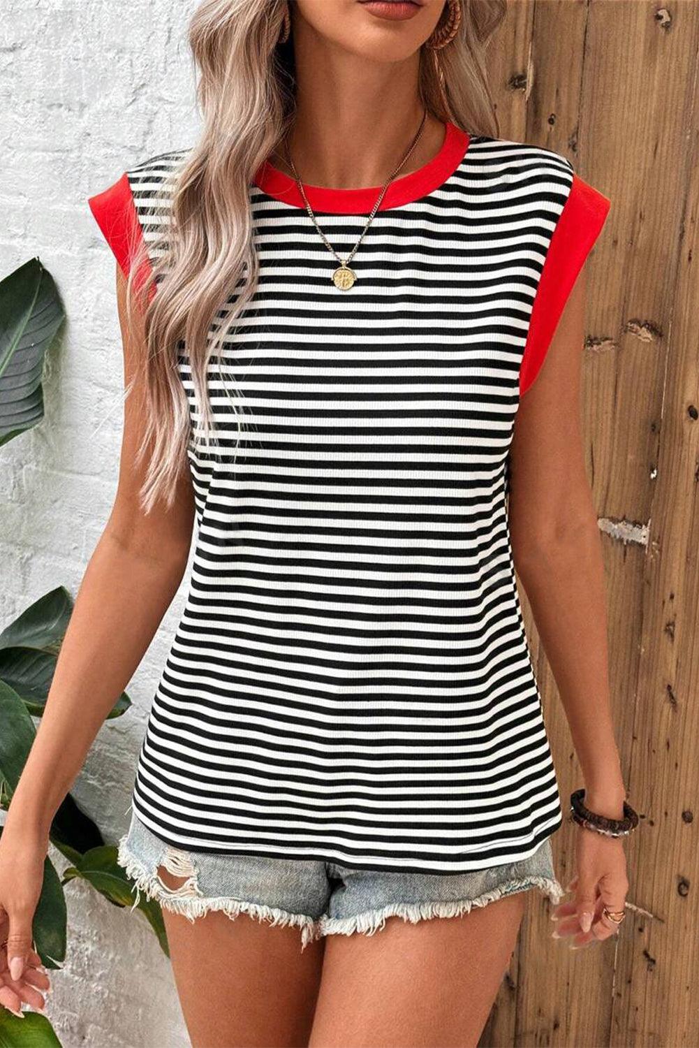 Striped Contrast Top - Olive Ave