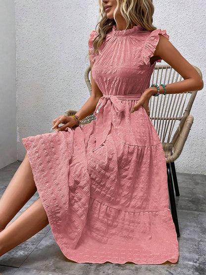 Tied Ruffled Midi Dress in 7 Colors